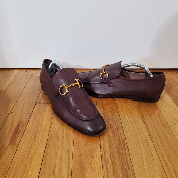 Salvatore Ferragamo Brown Leather Gold Gancini Logo Buckle Slip-on Loafers 8 D - Picture 1 of 11